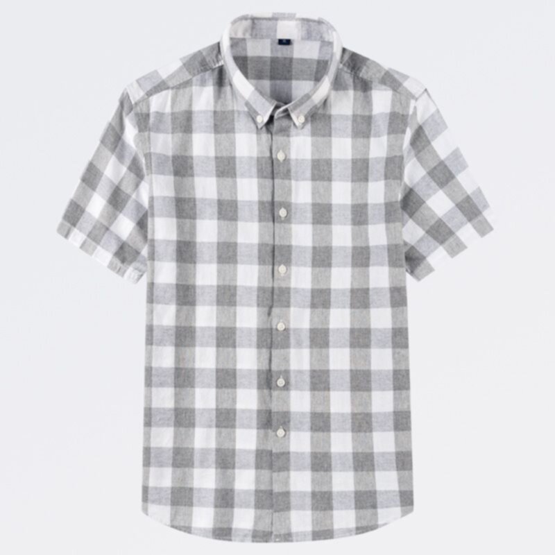 Summer Men's Printed Plaid Pattern Short Sleeve Shirt Tops